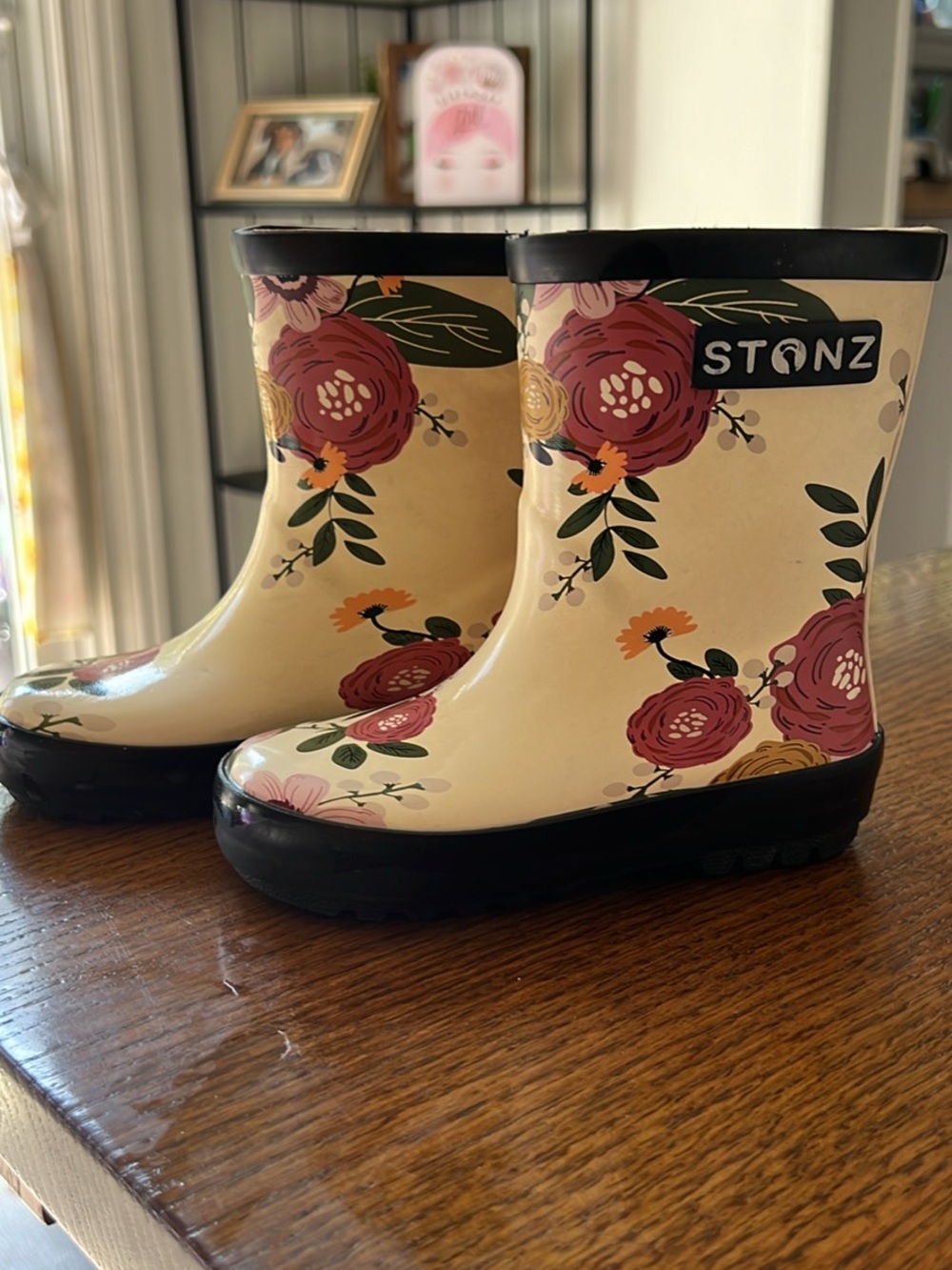 Floral Cream Toddler Rain Boots